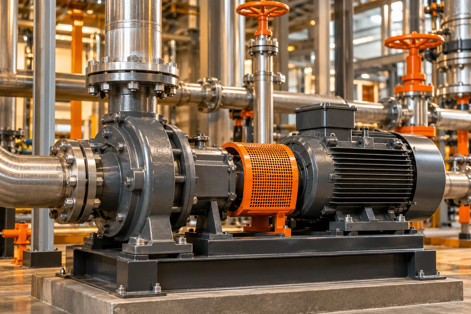 Industrial pump, motor and piping systems